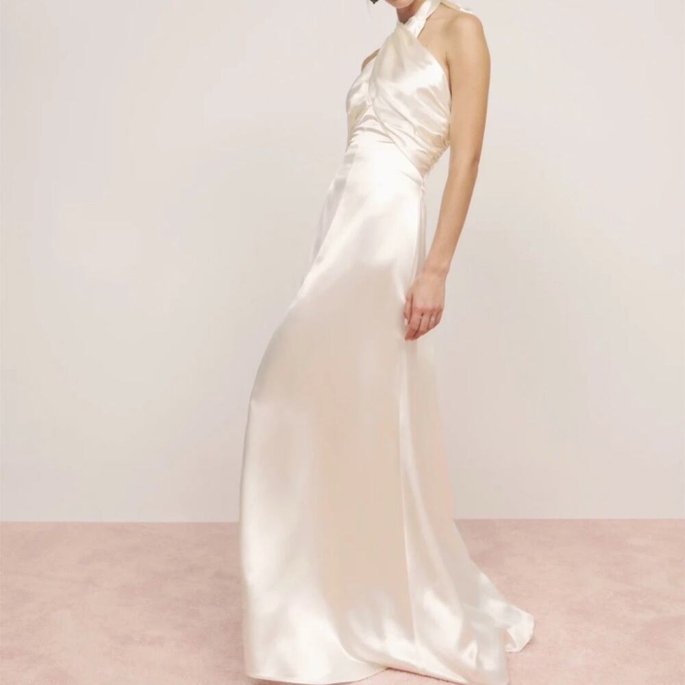 Reformation Veria Dress Halter Tie Zip Wedding Formal Style Women’s Size 4